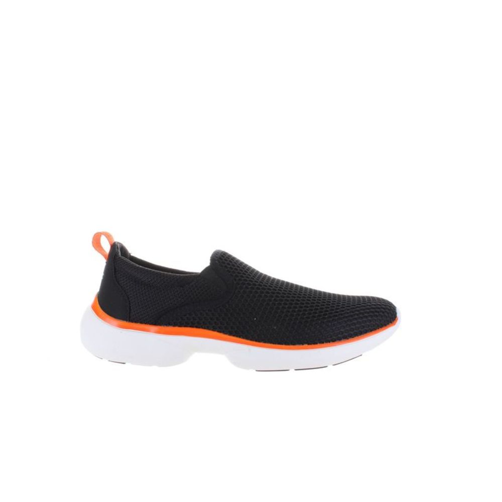 Vionic Slip-On Athletic Sneaker in Black with Orange Trim